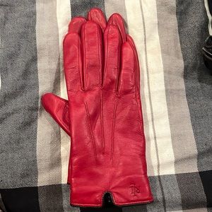 Ralph Lauren red leather gloves